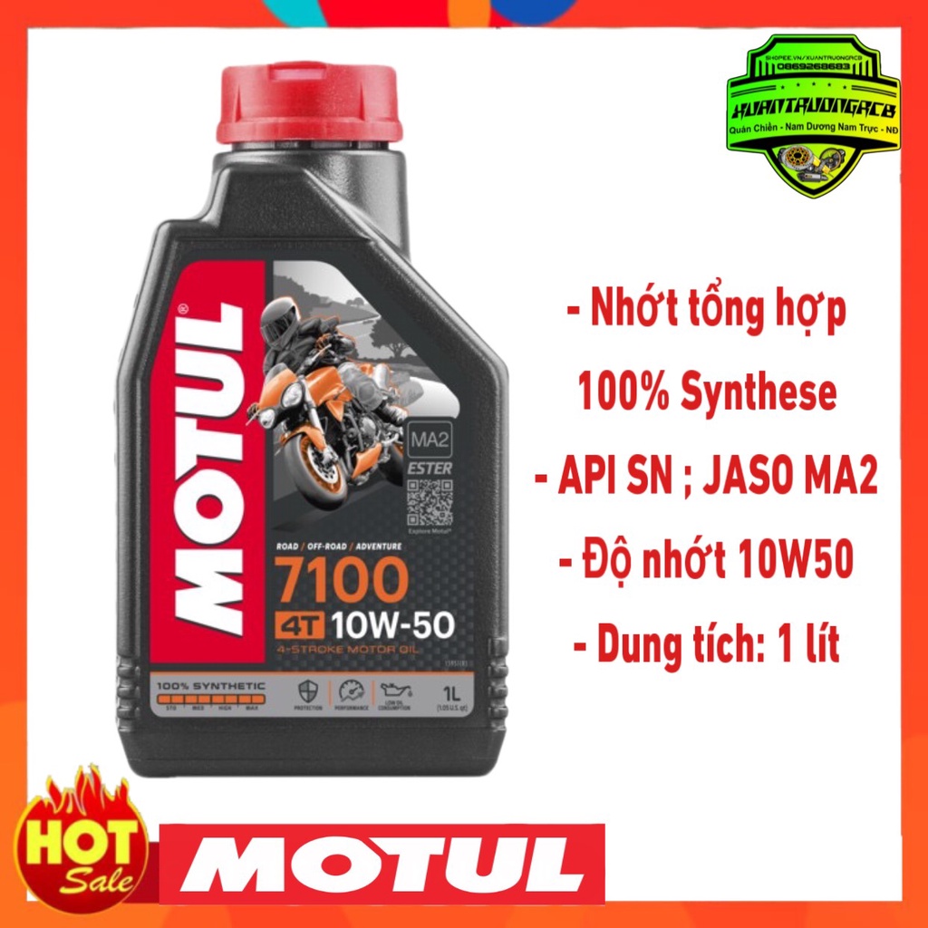 NHỚT MOTUL 7100 4T 10W-50 DẦU NHỚT TỔNG HỢP XE MÁY 4 THÌ