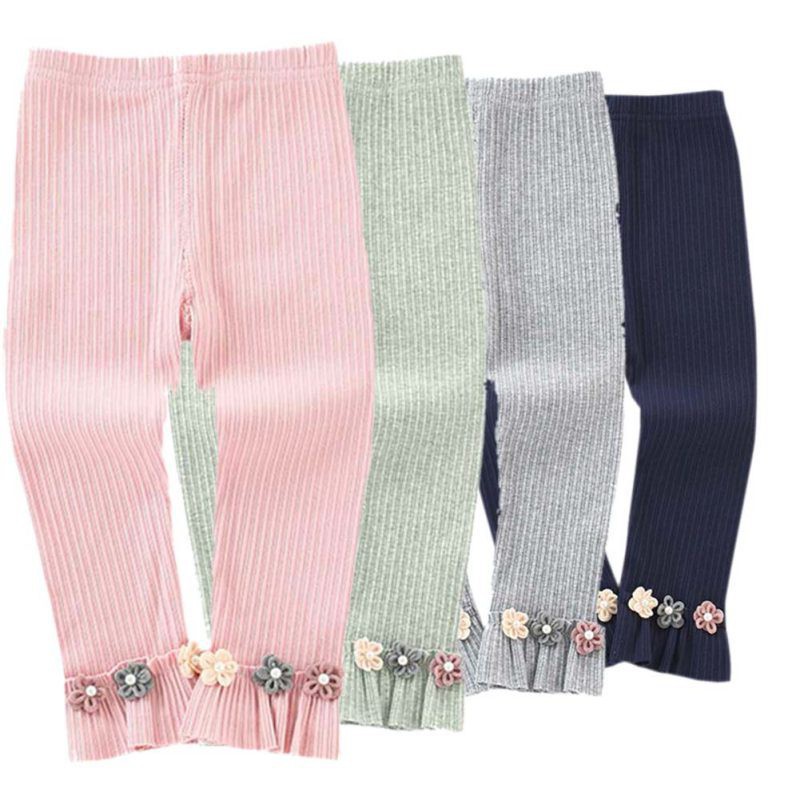 Quần legging cotton đính nơ xinh xắn cho bé gái