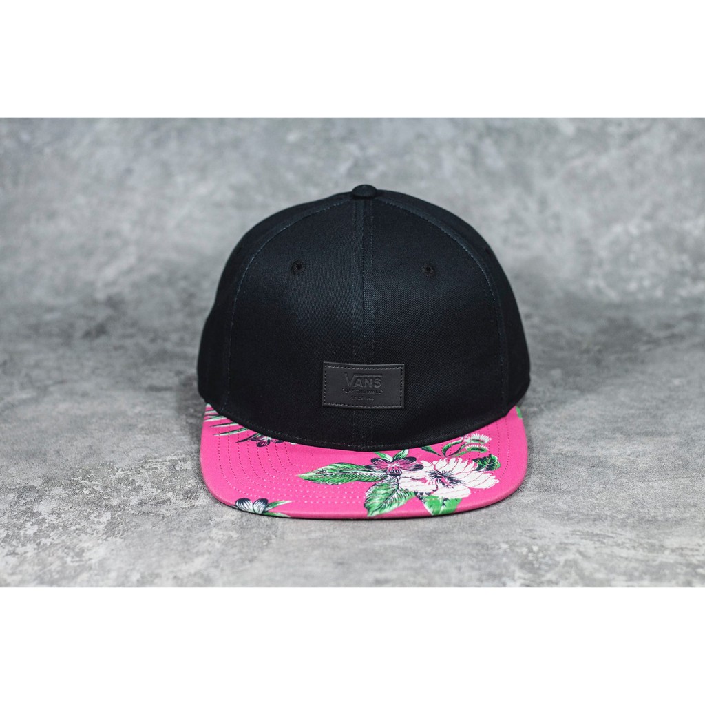 Nón Lưỡi thẳng đen + hồng  [snapback Vans]