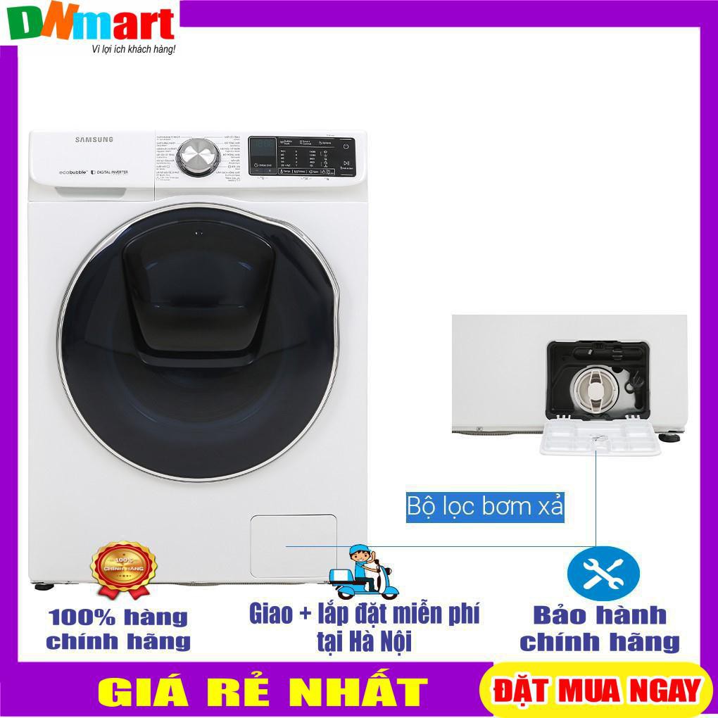 Máy giặt sấy Samsung AddWash Inverter Giặt 10.5 kg - Sấy 7 kg WD10N64FR2W/SV