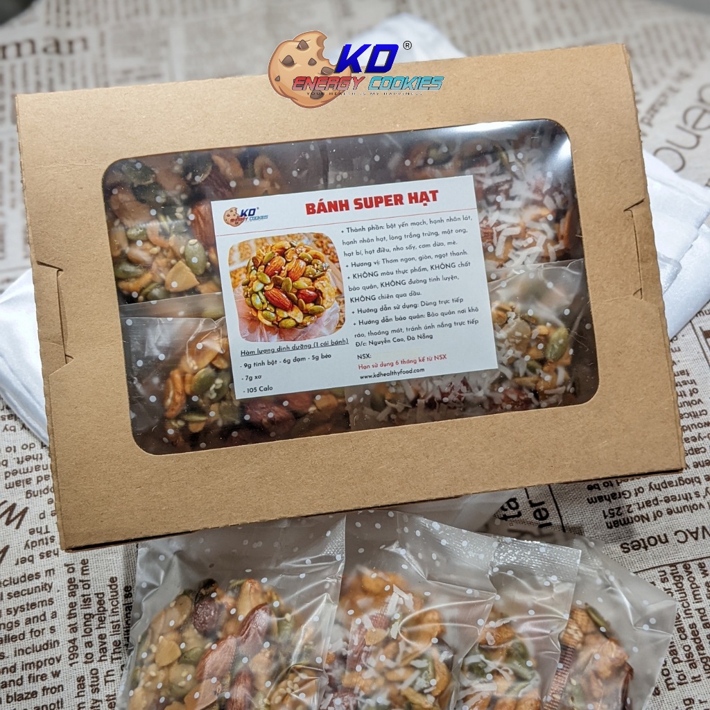Bánh Super hạt dinh dưỡng thương hiệu KD Shop thơm giòn, ngọt thanh 400g ( 10 cái)