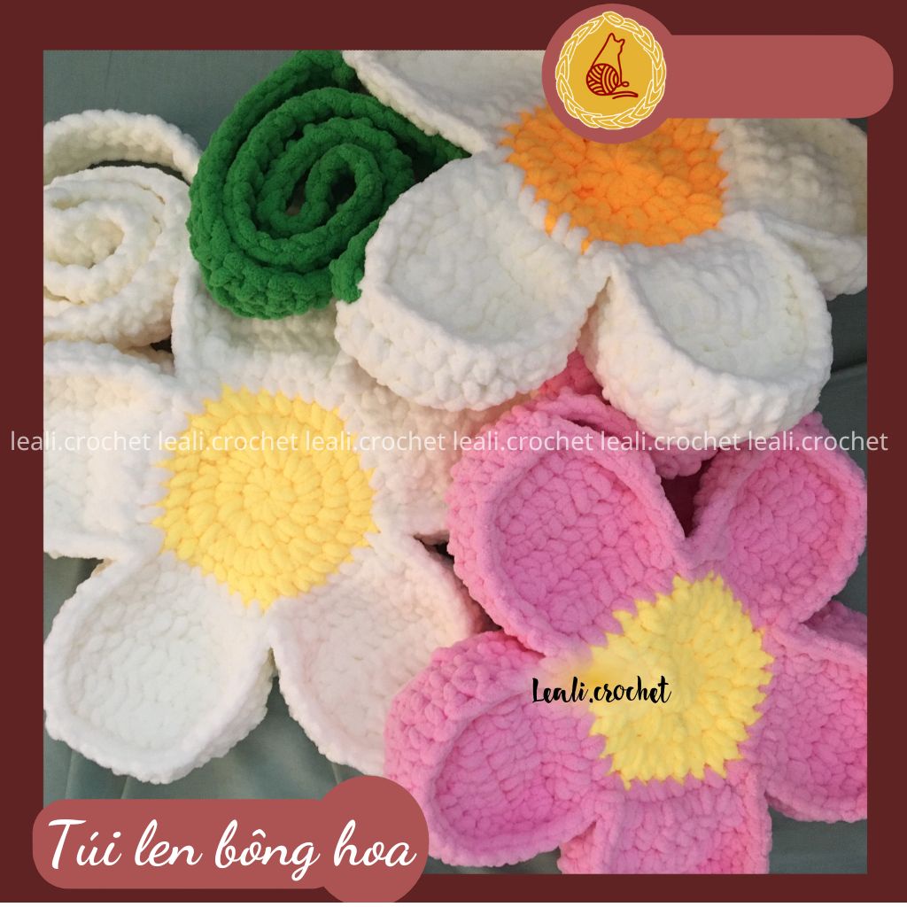 Túi len hoa Handmade, Bloom Flower Bag, Daisy len hình bông cúc - Nhận mix màu theo yêu cầu
