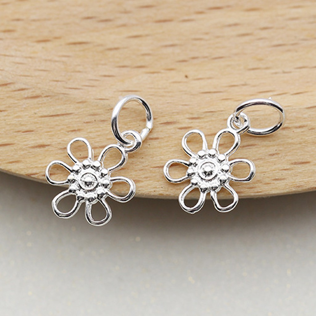 Phụ kiện Charm bạc Mặt hoa nhỏ treo