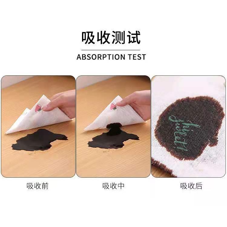 Set 2 Cuộn 100 Khăn Lau Chén Dĩa Bằng Vải Không Dệt Dày In Họa Tiết Dùng Một Lần Cho Nhà Bếp