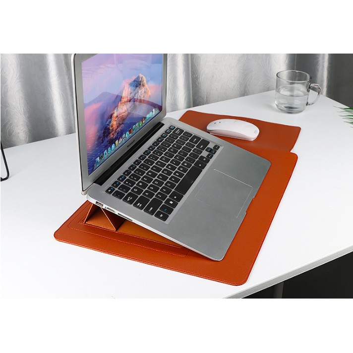 Túi da đựng laptop, macbook OPEN kiêm giá đỡ laptop và bàn di chuột