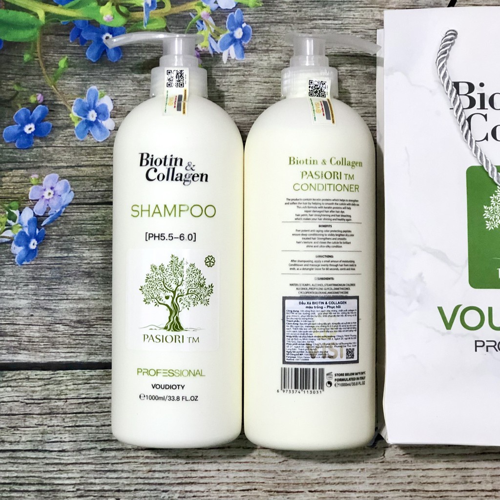 Cặp dầu gội xả biotin collagen trắng tím xanh vàng 500ml 1000ml chính hãng