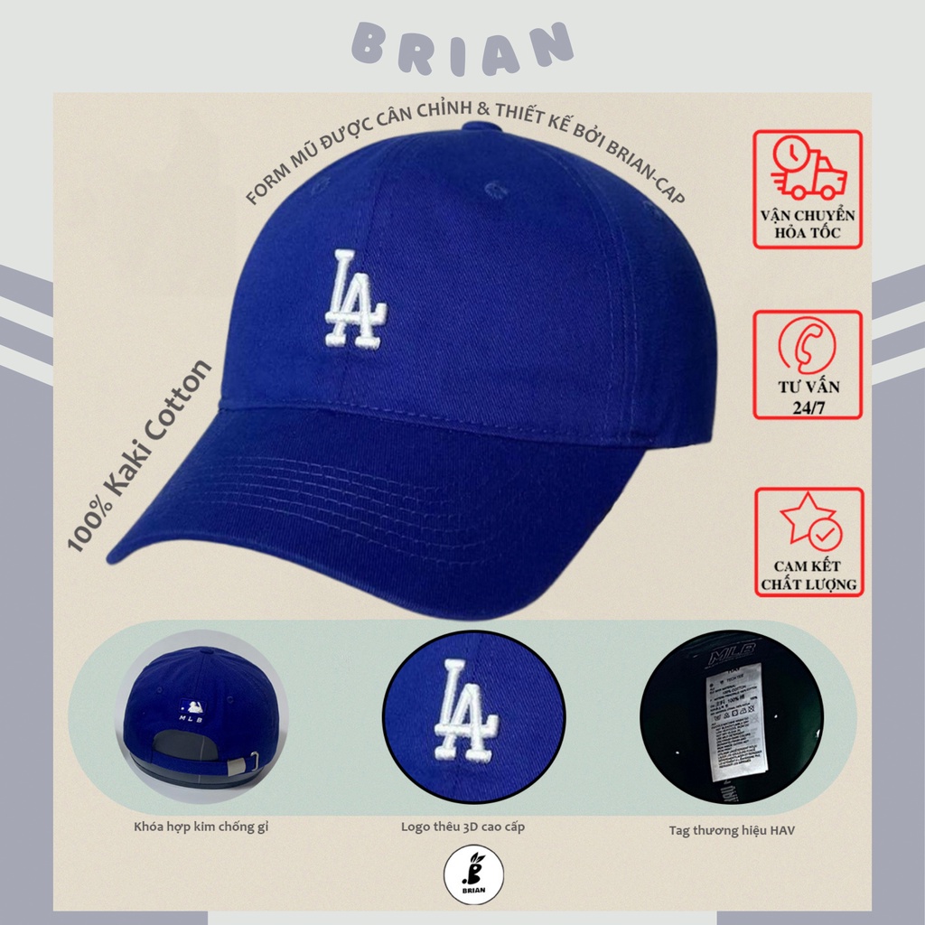 Mũ lưỡi trai LA xanh form mềm HÀN QUỐC, nón kết MLB Hàn quốc LA xanh form mềm logo chữ trắng cao cấp, hàng thiết kế.