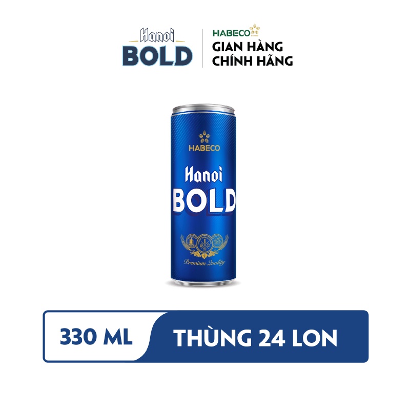 HỎA TỐC HÀ NỘI - COMBO 2 Thùng 24 lon Bia Hanoi BOLD –  HABECO (330ml/lon)