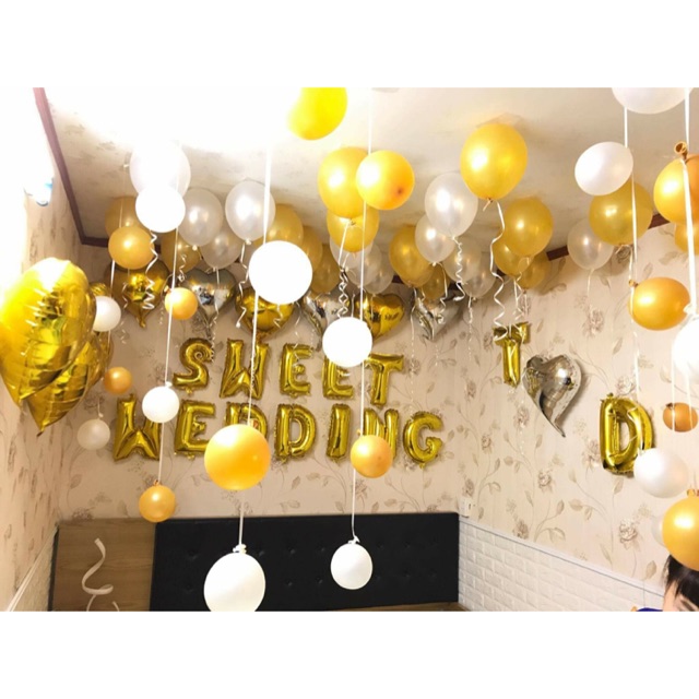 Set trang trí phòng cưới tone vàng đồng