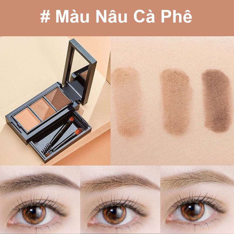Phấn Kẻ Lông Mày Ba Màu UNNY CLUB TRI Lâu Trôi Chống Thấm Nước Không Dễ Phai Màu