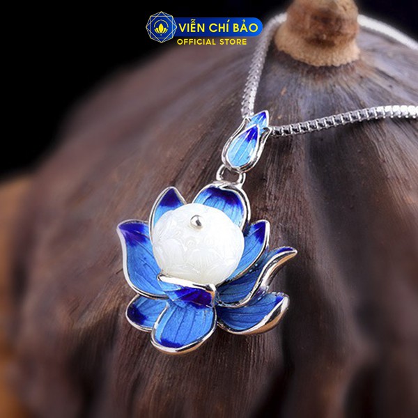 Mặt dây chuyền bạc nữ hoa sen tráng pháp lam bạc Thái 925 thời trang phụ kiện trang sức nữ Viễn Chí Bảo M000021