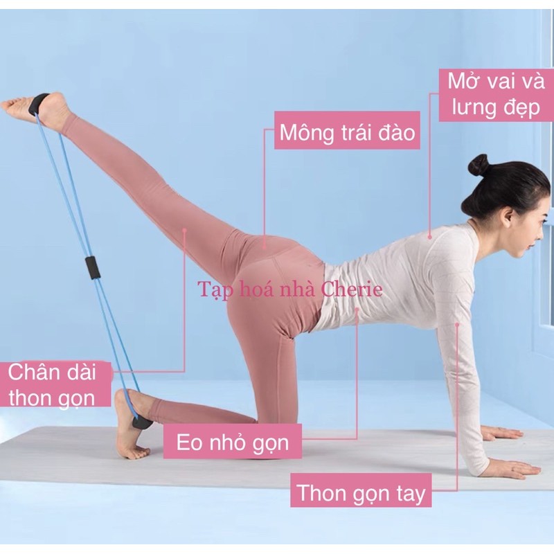 Dây đàn hồi kháng lực kéo tập thể lực hình số 8 - hỗ trợ tập yoga