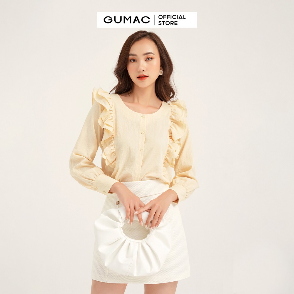 Áo sơ mi nữ phối bèo GUMAC đủ màu, đủ size, trẻ trung, thanh lịch AB190 | BigBuy360 - bigbuy360.vn