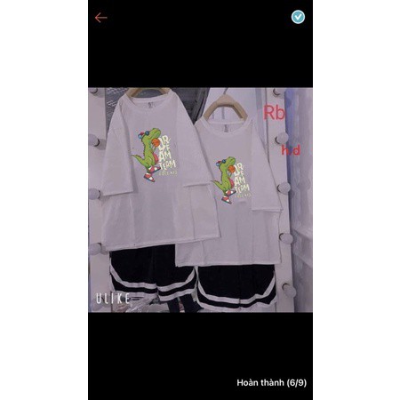 ⚡Sét bộ đồ nam nữ unisex ⚡ áo thun hè ngắn tay khủng long cool+ quần short viền trắng cạo chun Freesize dưới 55kg