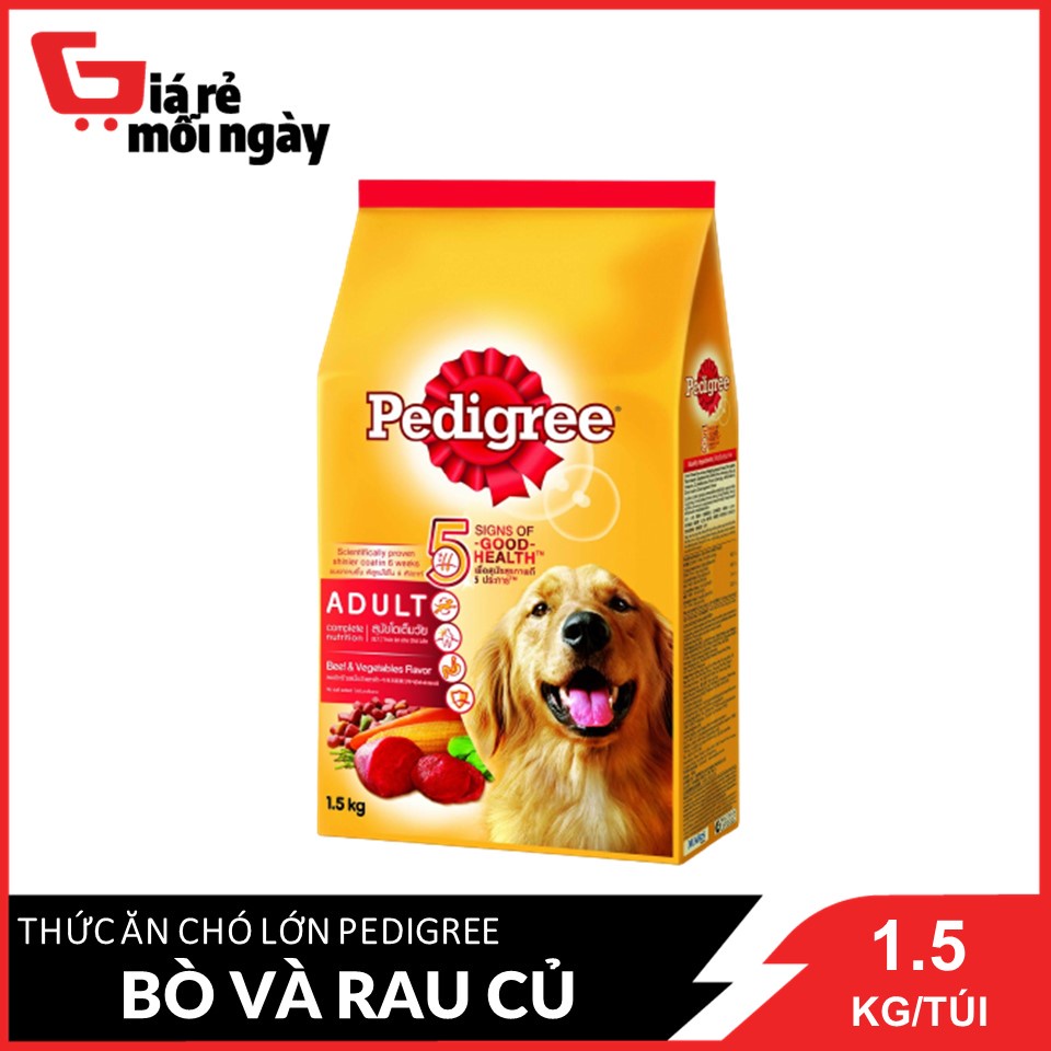 Thức Ăn Cho Chó Lớn Hỗn Hợp Hoàn Chỉnh Pedigree Vị Bò Và Rau Củ 1.5kg / gói