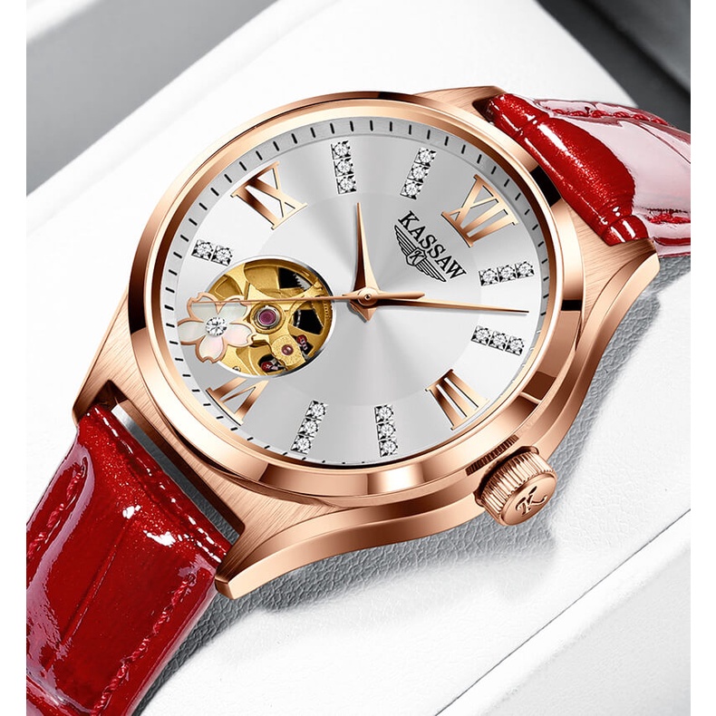 Đồng hồ nữ chính hãng KASSAW K990-4 Kính sapphire ,chống xước,Chống nước ,BH 24 tháng,Máy cơ (Automatic) ,dây da xịn