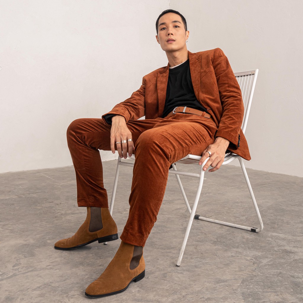 Giày da cao cổ kiểu dáng sang trọng Chelsea Boots thương hiệu Leonardo