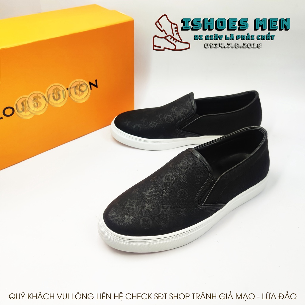 Giày Lười Nam, Giày Slip On LV Nam Da Bò Xịn Đế Kếp Hot Nhất Năm 2022