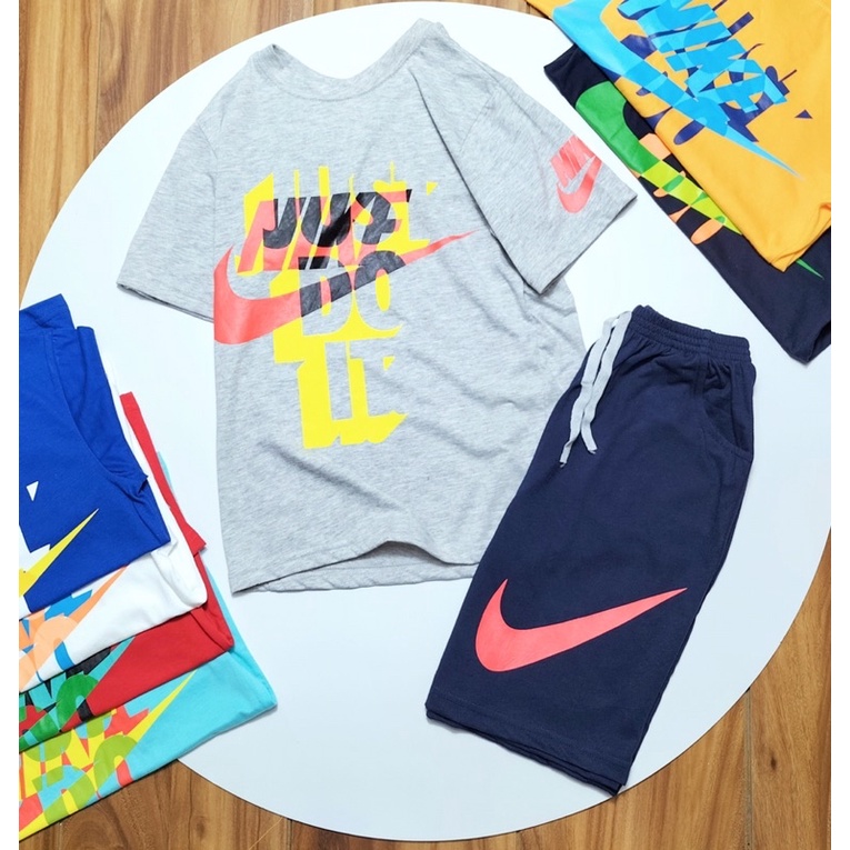 Đồ bộ ngắn tay thun cotton bé trai hoạ tiết NIKE 5-16T