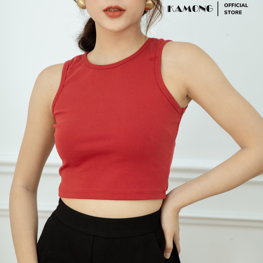 Áo ba lỗ croptop nữ KAMONG dáng áo 3 lỗ ôm chất liệu thun cotton 100% co dãn mạnh. | BigBuy360 - bigbuy360.vn