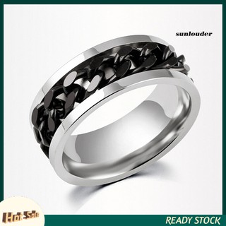 SNLD_Punk Men's Women's Chain Style Stainless Steel Band Ring Jewelry Couple Gift