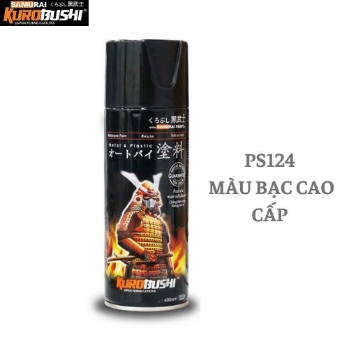 COMBO Sơn Samurai màu PS124 gồm 3 chai đủ quy trình độ bền cao (Lót 2K04 – màu bạc PS124 - Bóng 2K01)