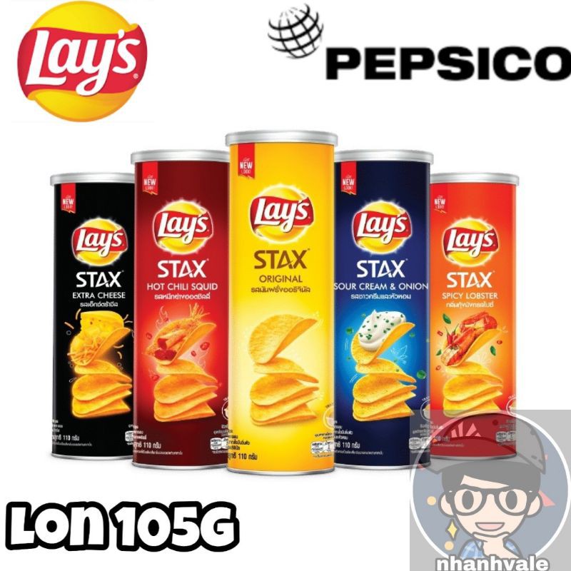 Snack Lay's STAX lon 105g đủ vị