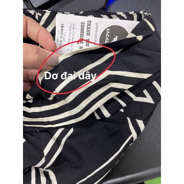 Quần F21 Đen Họa Tiết Trắng Form Baggy - 3266 Dơ đai dây lưng nhẹ