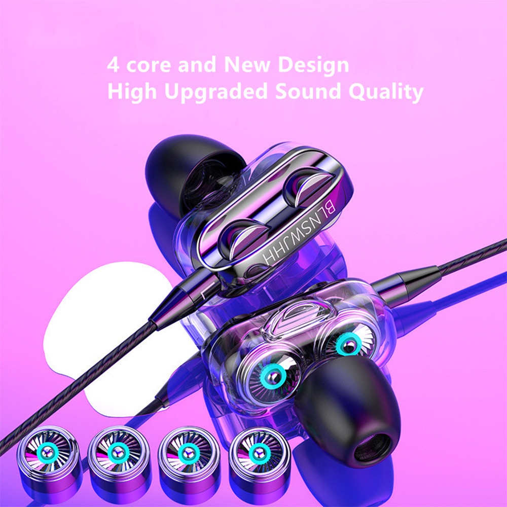 Tai nghe nhét tai thể thao có dây 3.5mm kèm mic hỗ trợ 4 màu sắc độc đáo