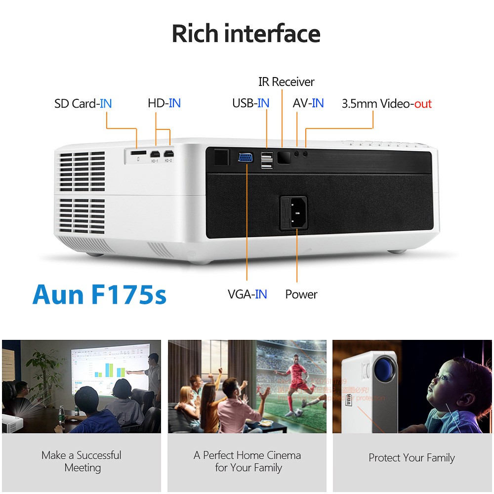 Máy chiếu fullHD Aun F175s - độ sáng cao kết nối máy tính - điện thoại