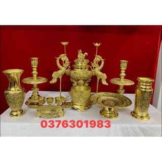 Bộ Lư thờ bằng đồng cao cấp 40cm đúc nổi 3D.bộ đồ thờ bằng đồng nguyên chất đỉnh nặng 6,4kg