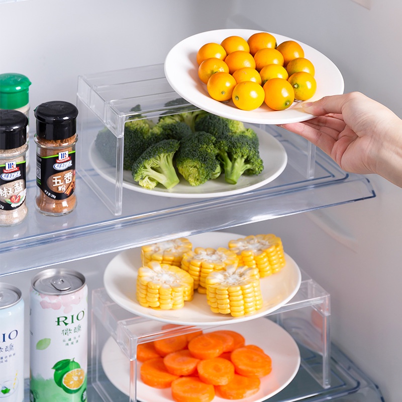 Khay Nhựa Trong Suốt Chia Ngăn Đựng Lọ Gia Vị Tiện Dụng