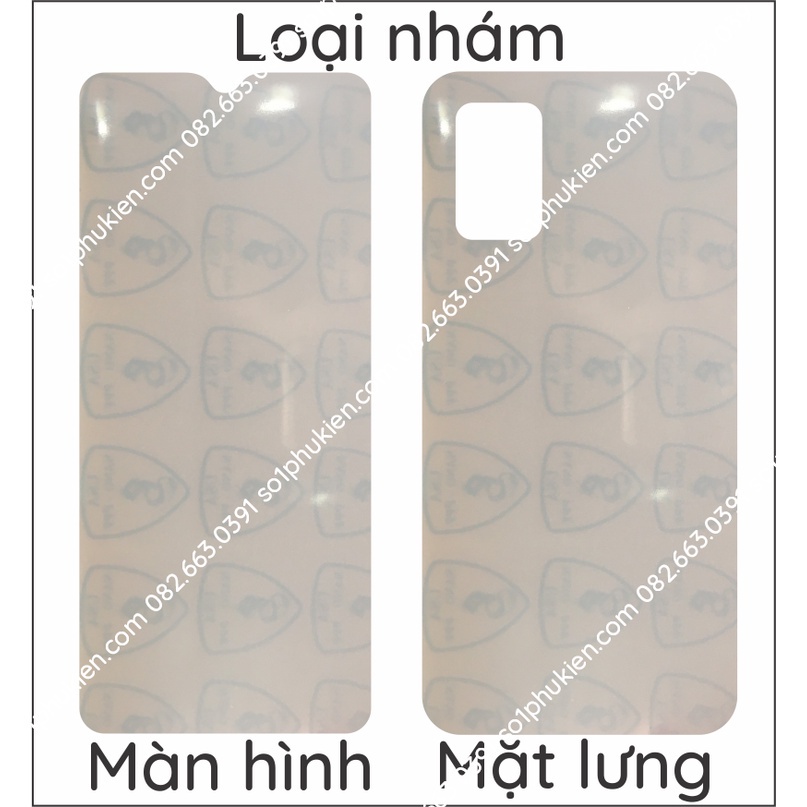Dán PPF Samsung A03s loại nhám, trong, da cá sấu dành cho màn hình, mặt lưng, full body lưng viền