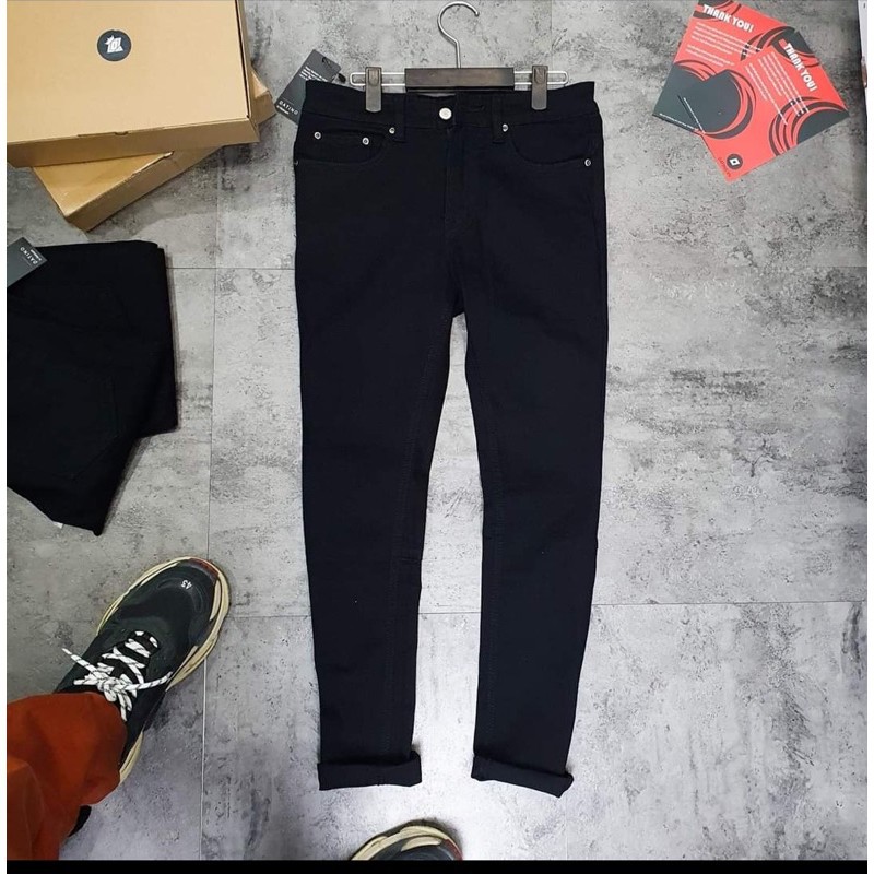 Quần jean nam Streetwear DATINO form Skinny màu đen chất Denim co giãn, bền màu