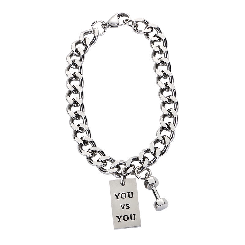 Vòng Tay Thép Titan Mặt Hình Quả Tạ Độc Đáo Thời Trang