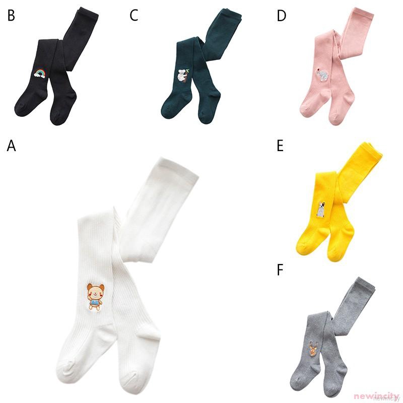 Quần tất cotton dáng ôm giữ ấm in hình hoạt hình Hàn Quốc cho bé gái mùa thu đông