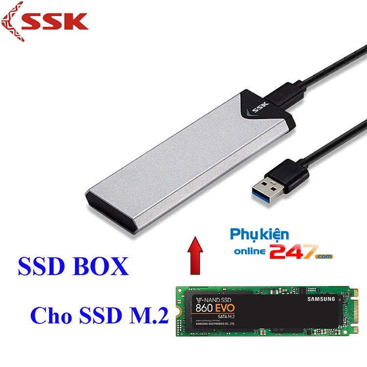 Box biến ổ SSD cắm khe M2 thành ổ cứng di động tốc độ cao
