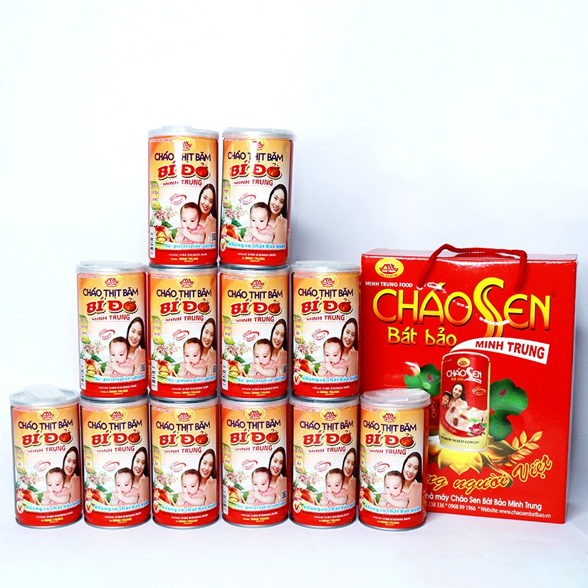 Cháo thịt băm bí đỏ ăn liền Minh Trung combo 3 lon - CHAOTHITBAMBIDO 3