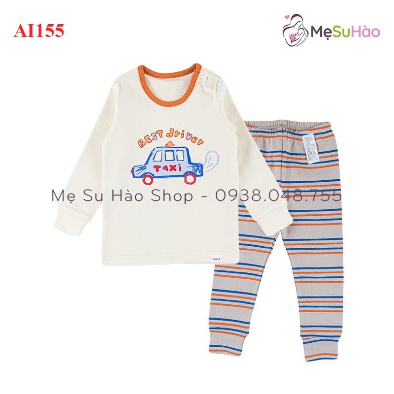 Bộ dài tay trẻ em thun Cotton Nỉ Nhung dày dặn ấm áp mẫu xe quần sọc hãng Cordi-i nội địa Hàn mã AI155