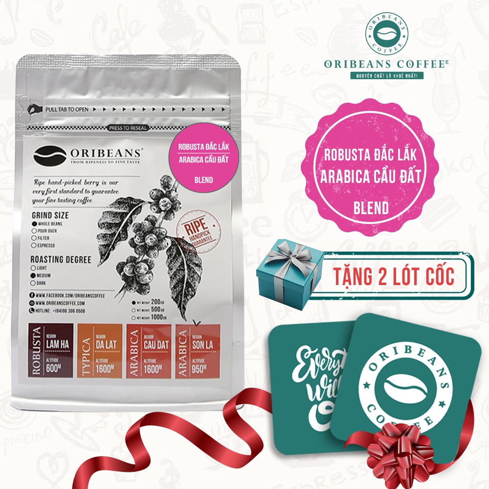 Cà phê Blend Robusta - Arabica nguyên chất rang xay chuẩn hương Caramel chocolate từ ORIBEANS Coffee