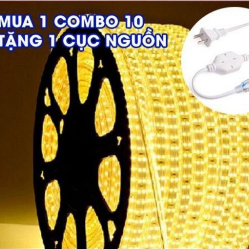 Đèn led dây đôi AC 2835  cuộn 100m có các loại ánh sáng trắng . vàng . dương . lá . đủ màu