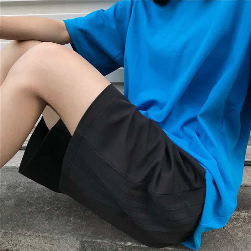 Xiaozhainv Quần short nữ eo cao ống rộng phong cách năng động cá tính cho nữ