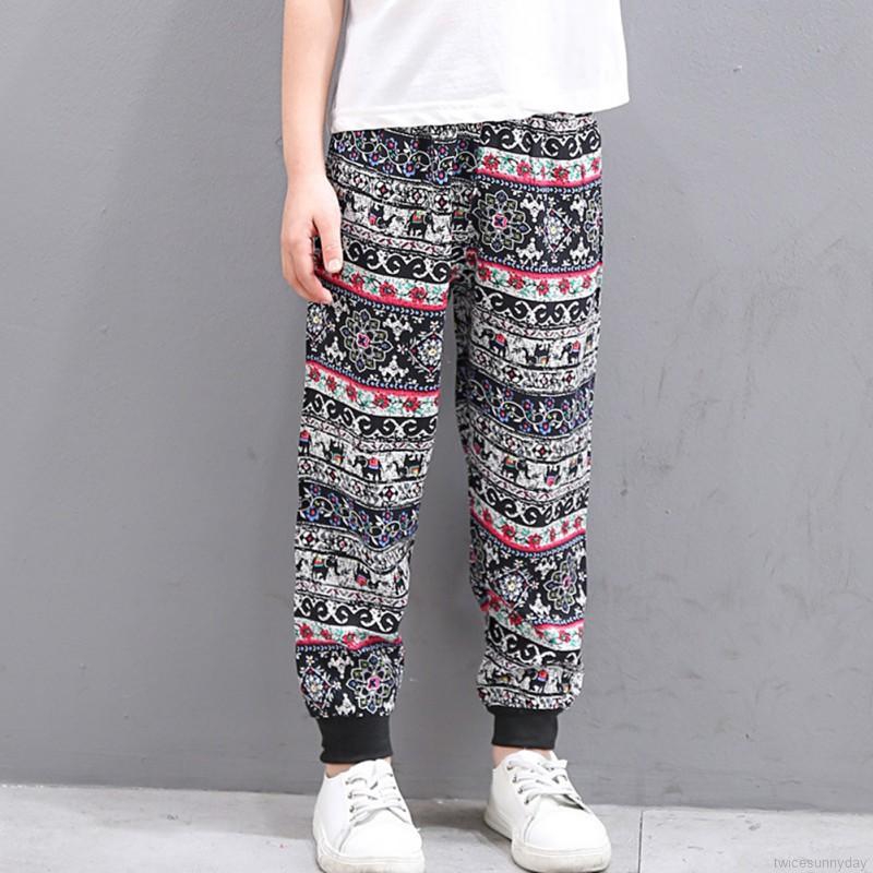 Quần dài cotton in cho bé