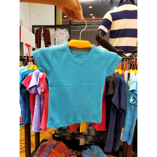 Áo phông trơn cotton dệt may Hà Nội cho bé trai bé gái, hàng lố, áo chục, cotton mát