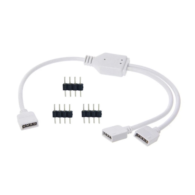 Bộ Dây Nối Chia Cổng 4 Pin Từ 1 Sang 2 Đầu Nối Cho Dây Đèn LED RGB Kèm 3 Phích Cắm Chấu