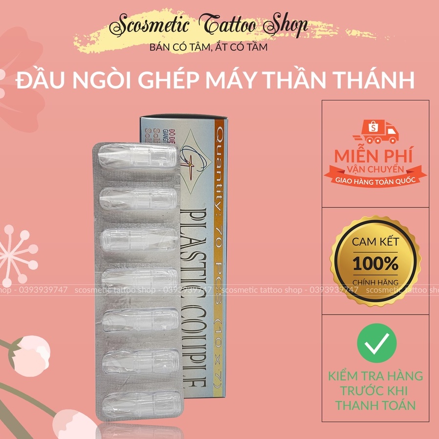 Đầu ngòi ghép máy thần thánh sài gòn đầu nhựa cứng hỗ trợ phun xăm thẩm mỹ 1 vỉ 7 chiếc