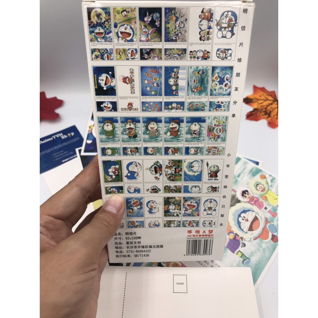 Hộp Postcard Bưu thiếp (Trọn bộ 340 Hình có Sticker) Anime/Manga Doraemon Chú mèo máy thần kì