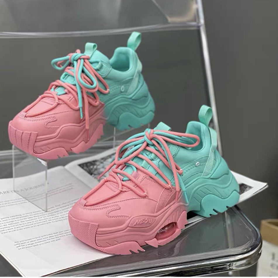 Giày Sneaker Đế Dày Tăng Chiều Cao Màu Sắc Kẹo Ngọt Thời Trang Xuân Hè Dành Cho Nữ