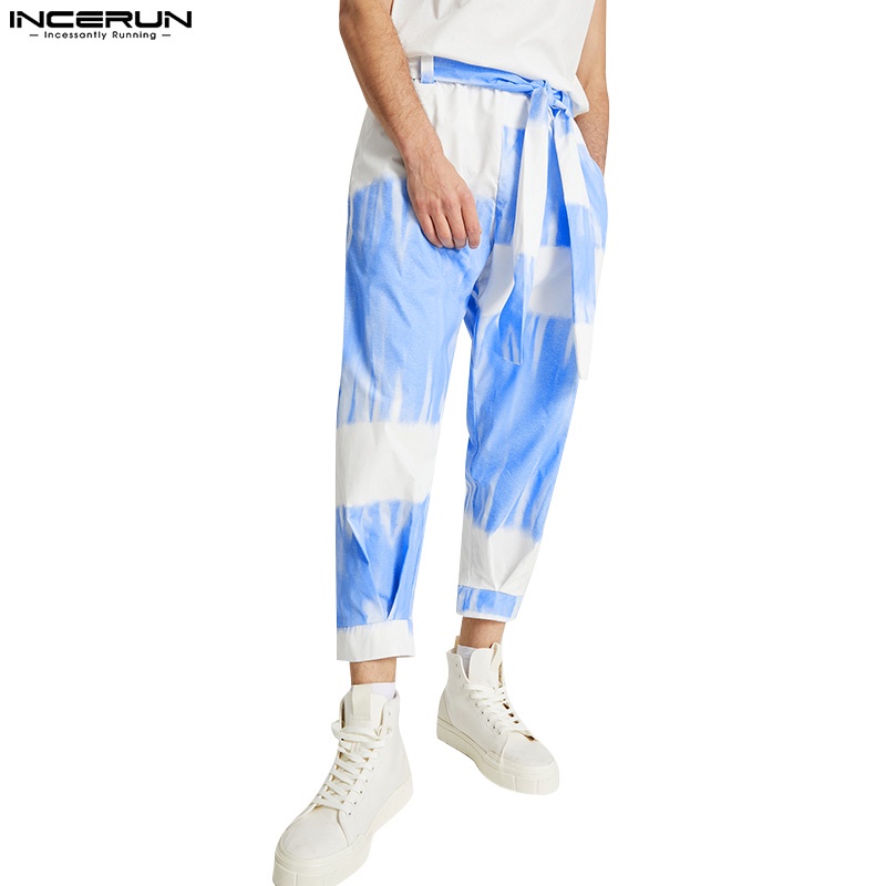 Quần INCERUN ống rộng nhuộm màu gradient thời trang cho nam