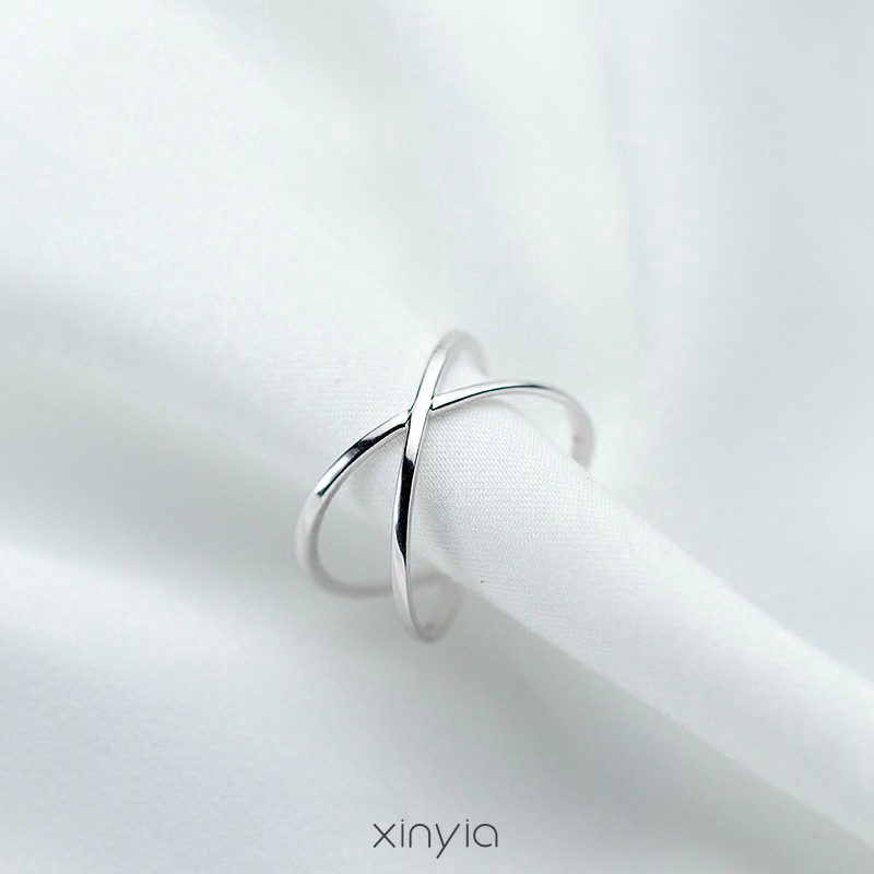Nhẫn kim loại thiết kế lồng chéo đơn giản tinh tế cho nữ